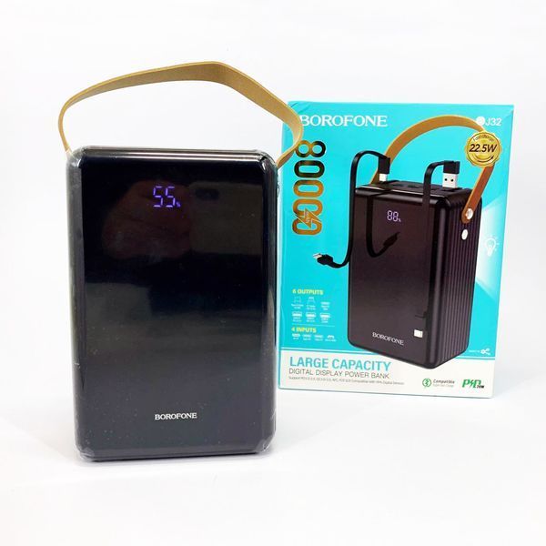 Зовнішній акумулятор повербанк BOROFONE BJ32 power bank 80000mAh швидка зарядка 22.5W ws48417 фото