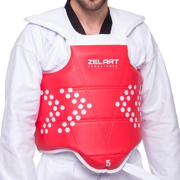 Жилет защитный для тхэквондо двусторонний Zelart BO-0030 0-5 красный-синий BO-0030 фото