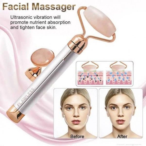 Массажер ролик электрический для лица Facial Roller Massager. Цвет: бежевый ws25719 фото