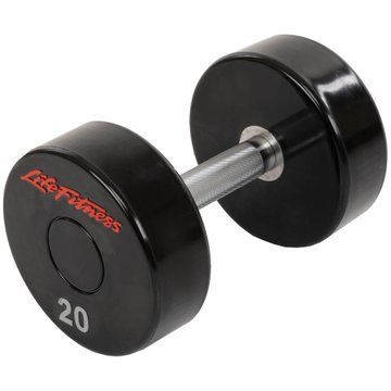 Гантель цільна професійна з поліуретановим покриттям LIFE FITNESS SC-80081-20 1шт 20кг чорний-червоний SC-80081-20 фото