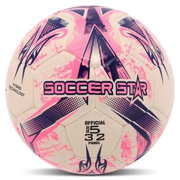 М'яч футбольний HYBRID SOCCER STAR TO-TOWN FB-4517 №5 PU білий-рожевий FB-4517 фото