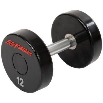 Гантель цільна професійна з поліуретановим покриттям LIFE FITNESS SC-80081-12 1шт 12кг чорний-червоний SC-80081-12 фото