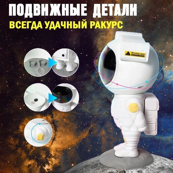Ночник Проектор Астронавт звездного неба и галактики Космонавт 8 режимов с пультом ДУ ws11473 фото