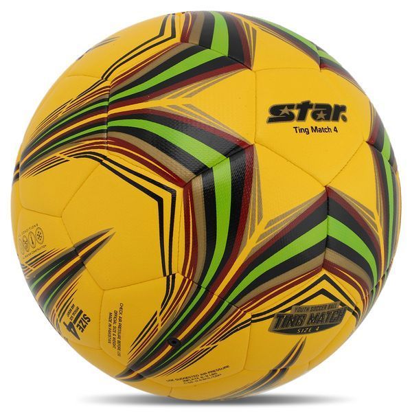 Мяч футбольный STAR TING MATCH 4 HYBRID SB3154C-05 №4 PU желтый-салатовый SB3154C-05 фото