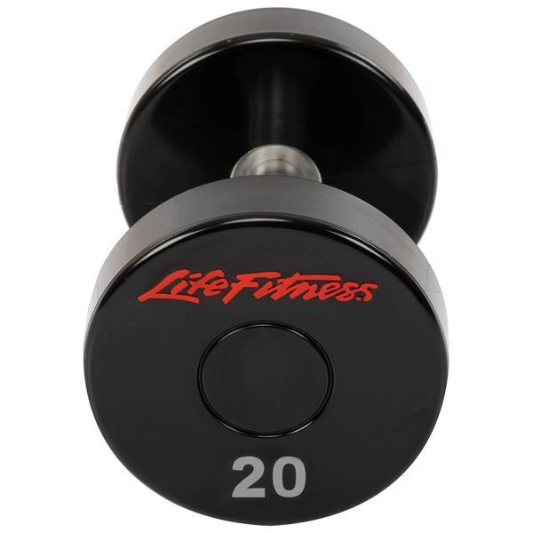 Гантель цільна професійна з поліуретановим покриттям LIFE FITNESS SC-80081-20 1шт 20кг чорний-червоний SC-80081-20 фото