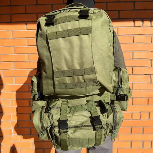 Рюкзак тактичний 55л з трьома підсумками! Якісний штурмовий для походу подорожей великий рюкзак баул ws41838 фото