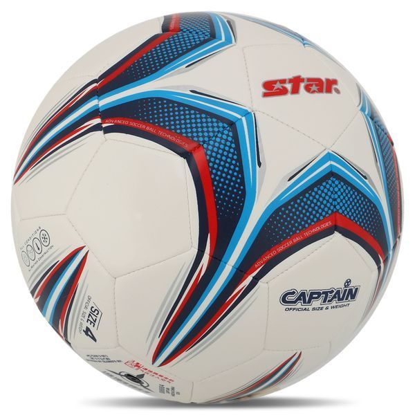 М'яч футбольний STAR CAPTAIN SB8664 №4 PU білий-синій-червоний SB8664 фото