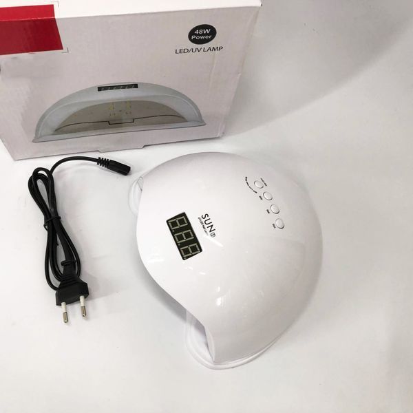 Лампа для манікюру Sun 5 nail lamp FD93-1 led для сушіння гель лаку з таймером для домашнього використання ws97876 фото