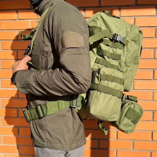 Рюкзак тактичний 55л з трьома підсумками! Якісний штурмовий для походу подорожей великий рюкзак баул ws41838 фото