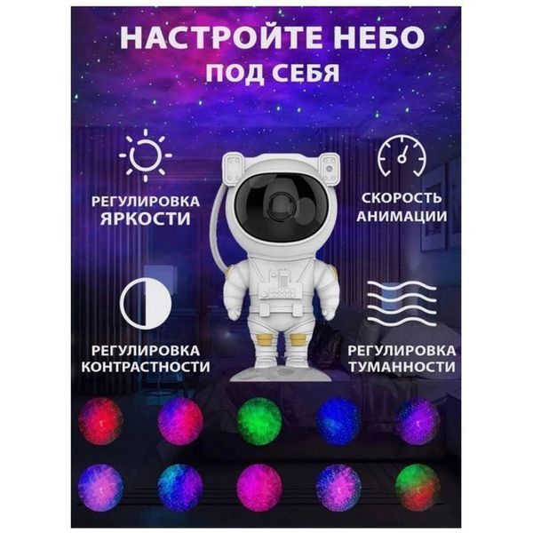 Ночник Проектор Астронавт звездного неба и галактики Космонавт 8 режимов с пультом ДУ ws11473 фото