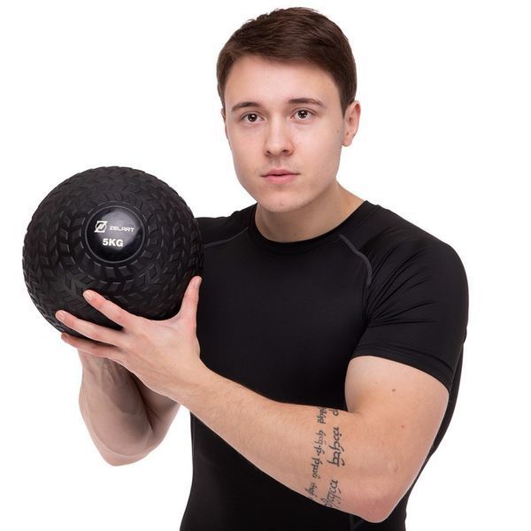 Слэмбол мяч набивной для кроссфита и фитнеса Slam Ball Zelart FI-7474-5 5кг чорний FI-7474-5 фото