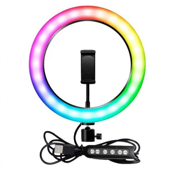Кольцевая светодиодная лампа RGB LED RING MJ20 20 см с держателем телефона ws72796-1 фото