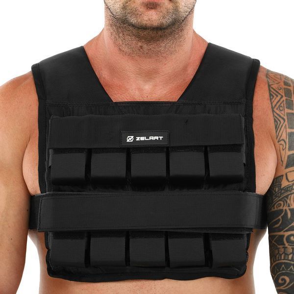 Жилет утяжелитель с регулируемым весом Zelart WEIGTH VEST TA-7815-20 вес-1-20кг черный TA-7815-20 фото