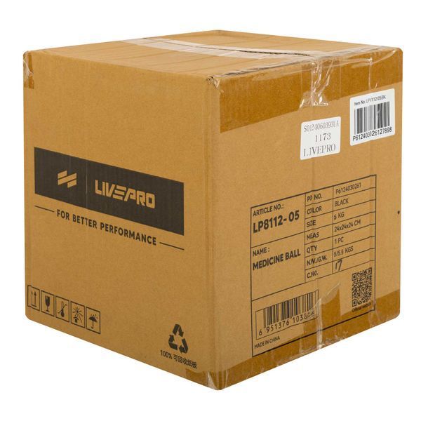 М'яч медичний медбол Medicine Ball LiveUp LP8112-5 5кг чорний-синій LP8112-5 фото