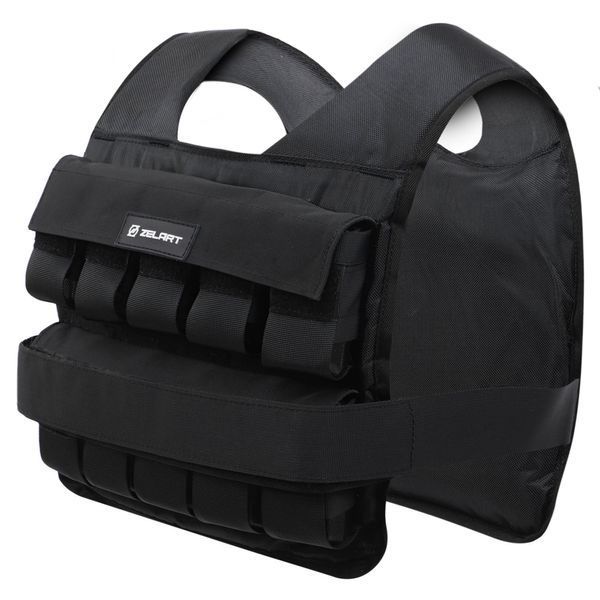 Жилет утяжелитель с регулируемым весом Zelart WEIGTH VEST TA-7815-20 вес-1-20кг черный TA-7815-20 фото