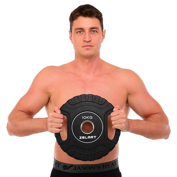 Блини диски CPU покриття 2 Handle металева втулка Zelart TA-3438-10 o51мм 10кг чорний TA-3438-10 фото