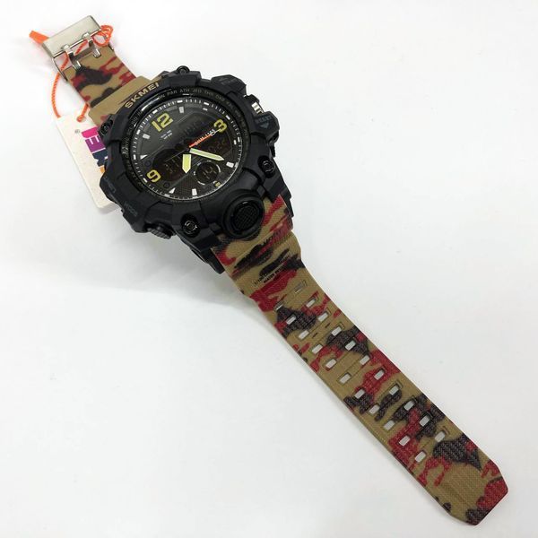 Часы наручные мужские SKMEI 1155BAG RED CAMO, брендовые мужские часы. Цвет: красный камуфляж ws94636-1 фото