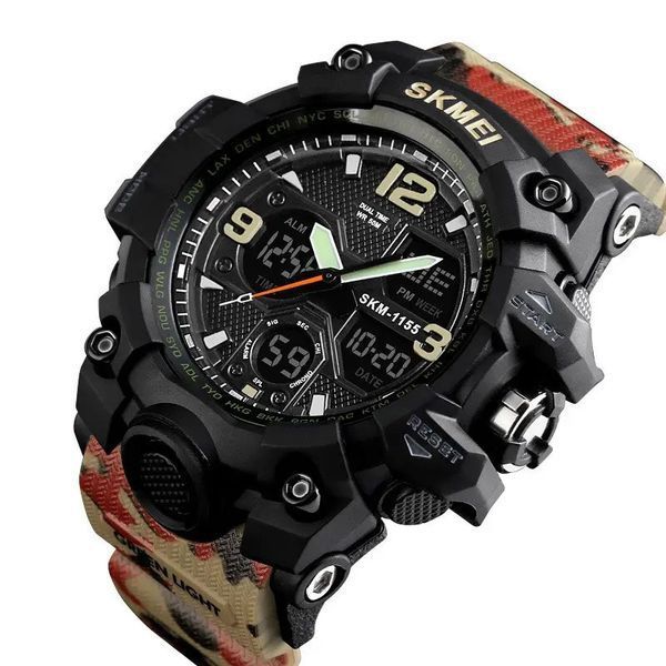 Часы наручные мужские SKMEI 1155BAG RED CAMO, брендовые мужские часы. Цвет: красный камуфляж ws94636-1 фото