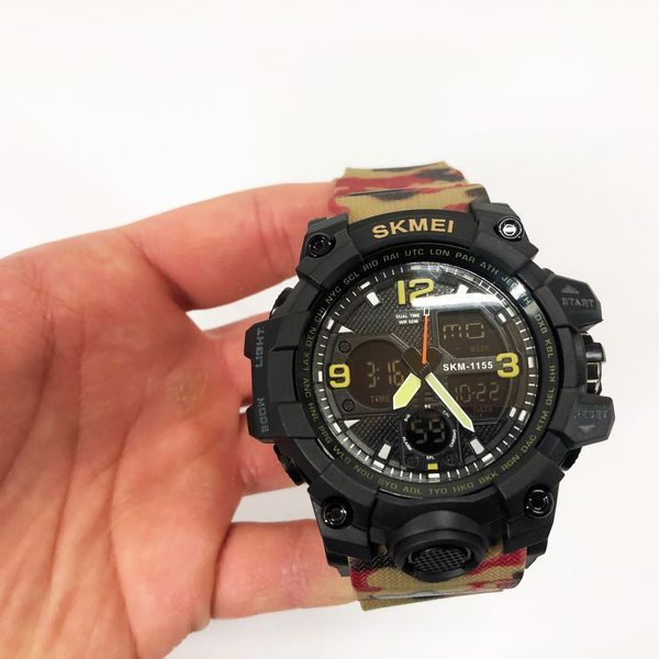 Часы наручные мужские SKMEI 1155BAG RED CAMO, брендовые мужские часы. Цвет: красный камуфляж ws94636-1 фото
