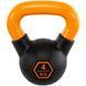 Гиря тренувальна цільна гумова з пофарбованою ручкою LiveUp Urethane competition kettlebell UAZE5336-4 вага 4кг чорний-помаранчевий UAZE5336-4 фото 3