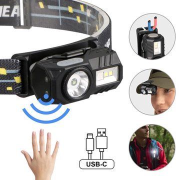 Ліхтар налобний T131-XPE+3SMD з датчиком руху, Налобний ліхтар для туризму риболовлі та полювання ws45554 фото