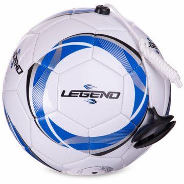 Мяч футбольный тренажер на веревке для тренировки техники Legend FB-3281 №5 белый-синий FB-3281 фото