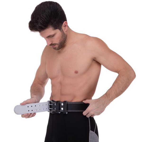 Пояс атлетический кожаный Zelart SB-165053 спинка-15см размер-XS-XXL черный SB-165053 фото