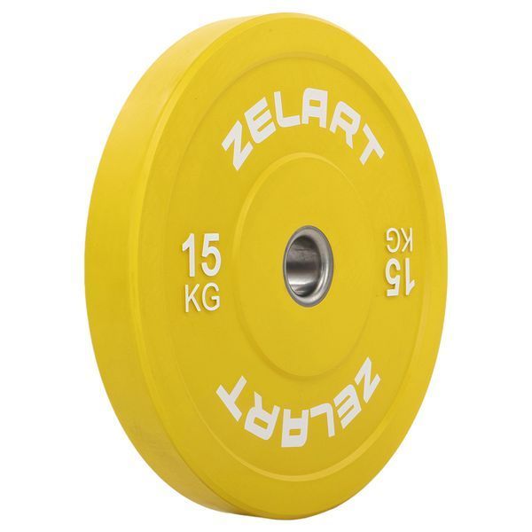 Бамперные диски резиновые Zelart TA-7797-15 50.6&plusmn;0.2мм 15кг желтый TA-7797-15 фото