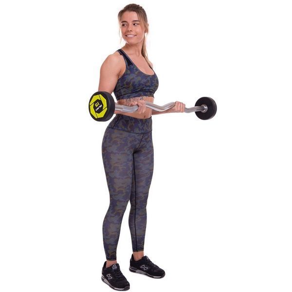 Штанга нерозбірна з фіксованою вагою вигнута поліуретанова Zelart Urethane Barbell TA-2690-15 довжина-104см 15кг чорний-салатовий TA-2690-15 фото