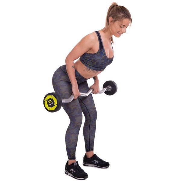 Штанга нерозбірна з фіксованою вагою вигнута поліуретанова Zelart Urethane Barbell TA-2690-15 довжина-104см 15кг чорний-салатовий TA-2690-15 фото