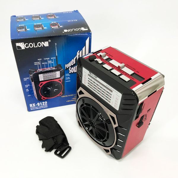 Радиоприемник GOLON RX-9122 портативная колонка всеволновое переносное радио FM фонарь LED. Цвет: красный ws69498 фото