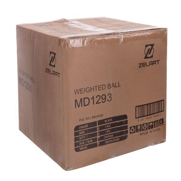 М'яч набивний медичний для кросфіту WALL BALL Zelart FI-2637-12 12кг чорний FI-2637-12 фото