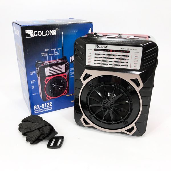 Радиоприемник GOLON RX-9122 портативная колонка всеволновое переносное радио FM фонарь LED. Цвет: красный ws69498 фото