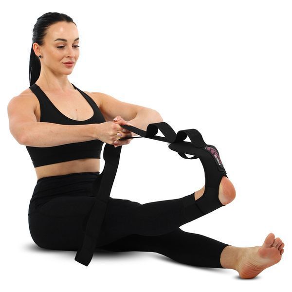 Лента стропа с петлями для растяжки STRETCHING STRAP EZOUS I-01 8 петель черный I-01 фото