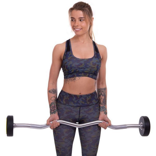 Штанга нерозбірна з фіксованою вагою вигнута поліуретанова Zelart Urethane Barbell TA-2690-15 довжина-104см 15кг чорний-салатовий TA-2690-15 фото