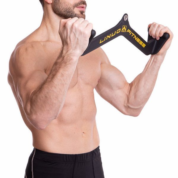 Рукоятка для тяги із середнім хватом Mide Grip нековзне покриття LINUO FITNESS TA-3700-56 54см чорний TA-3700-56 фото
