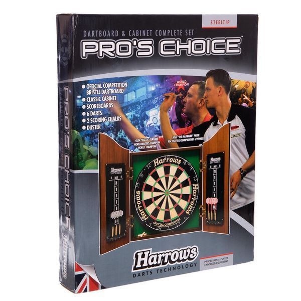 Дартс с кабинетом для мишени из Сизаля Sisal 6 дротиков и мишень Harrows PROS CHOICE COMBO SET JE14D 46 см JE14D фото