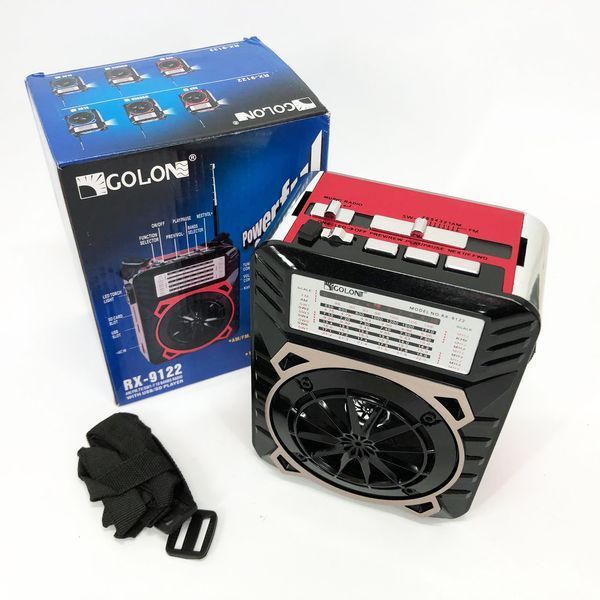 Радиоприемник GOLON RX-9122 портативная колонка всеволновое переносное радио FM фонарь LED. Цвет: красный ws69498 фото
