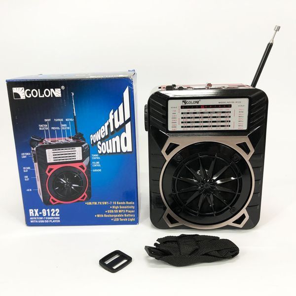 Радиоприемник GOLON RX-9122 портативная колонка всеволновое переносное радио FM фонарь LED. Цвет: красный ws69498 фото