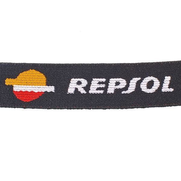 Шнурок ремешок лента для ключей телефона бейджа на шею с логотипом REPSOL M-4559-10 50см черный-оранжевый M-4559-10 фото