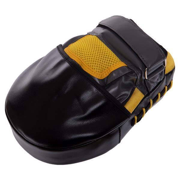 Лапа боксерская изогнутая PVC Zelart BO-7254 25x18x8см 1штука черный-серый-желтый BO-7254 фото