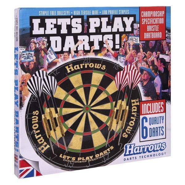 Дартс из Сизаля Sisal 6 дротиков и мишень Harrows LETS PLAY DARTS GAME SET JE01D 46 см JE01D фото