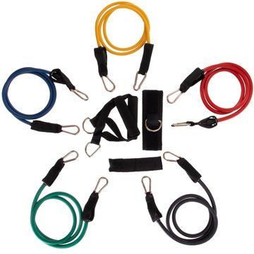Эспандер многофункциональный для фитнеса 5 жгутов Resistance Band Zelart ET-501 в чехле разноцветный ET-501 фото