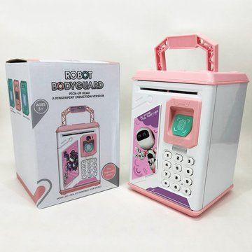 Копилка-сейф ROBOT BODYGUARD с кодовым замком отпечатком пальца и купюроприемником. Цвет: розовый ws42196 фото