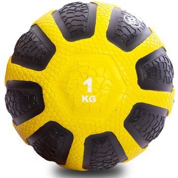 Медбол м'яч медичний Medicine Ball Zelart FI-0898-1 1кг чорний-жовтий FI-0898-1 фото