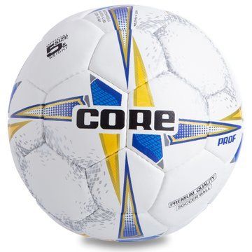 М'яч футбольний CORE PROF CR-001 №5 PU білий-синий-жовтий CR-001 фото