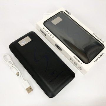 Мобільна зарядка портативна Power Bank 30000 mAh UKC, Зовнішній акумулятор, Зарядка power bank. Колір: чорний ws33715-1 фото