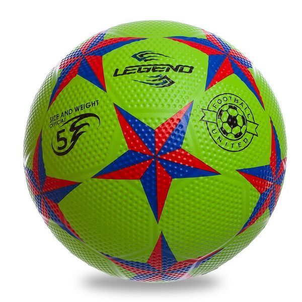 Мяч резиновый футбольный LEGEND FB-1922 №5 салатовый-красный-синий FB-1922 фото