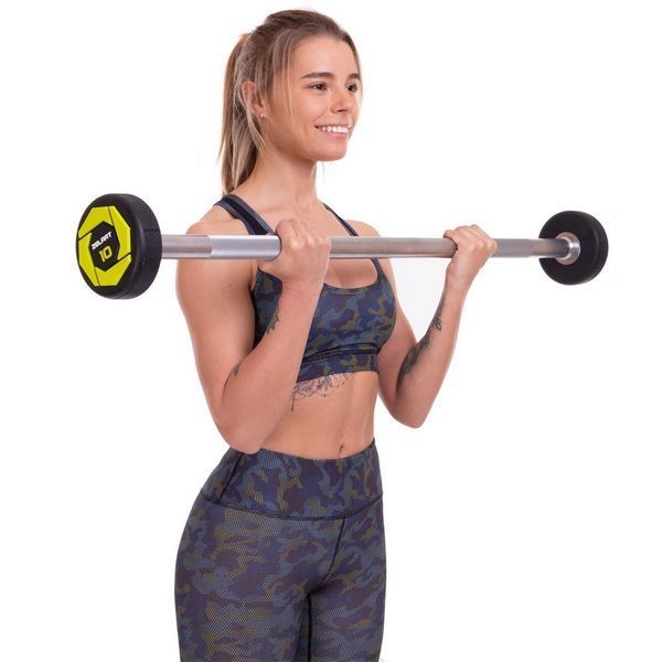 Штанга неразборная с фиксированным весом прямая полиуретановая Zelart Urethane Barbell TA-2689-10 длина-103см 10кг черный-салатовый TA-2689-10 фото