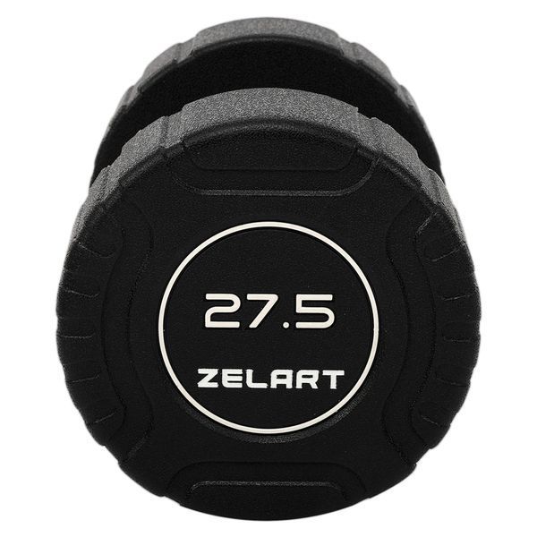 Гантель цельная профессиональная CPU покрытие Zelart TA-3111-27_5 1шт 27,5кг черный TA-3111-27_5 фото